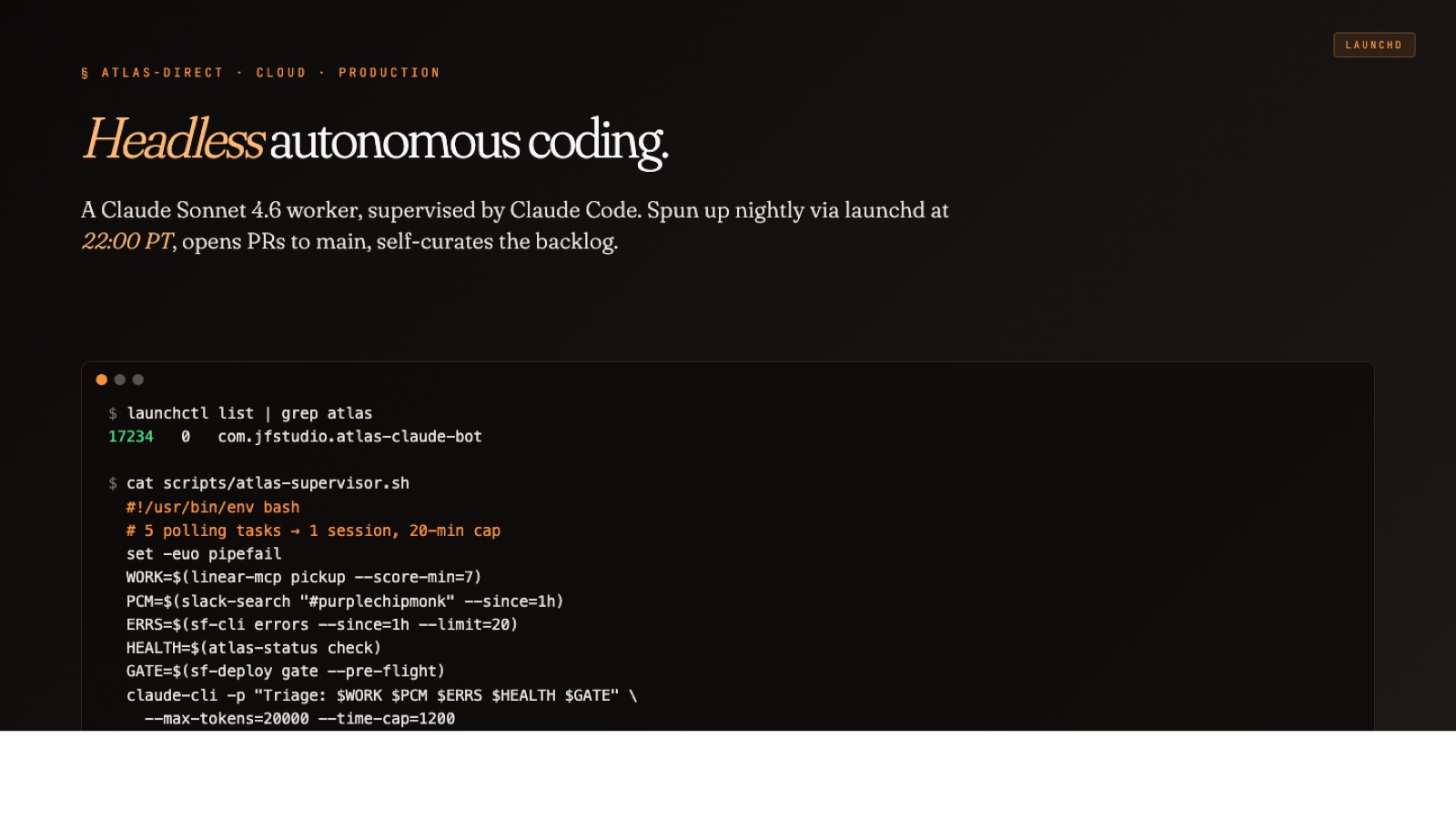 Atlas headless worker via launchd